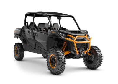 Commander MAX XT-P 1000R Model Shown from the front side in Mineral Grey and Orange Crush.