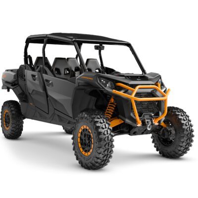 Commander MAX XT-P 1000R Model Shown from the front side in Mineral Grey and Orange Crush.