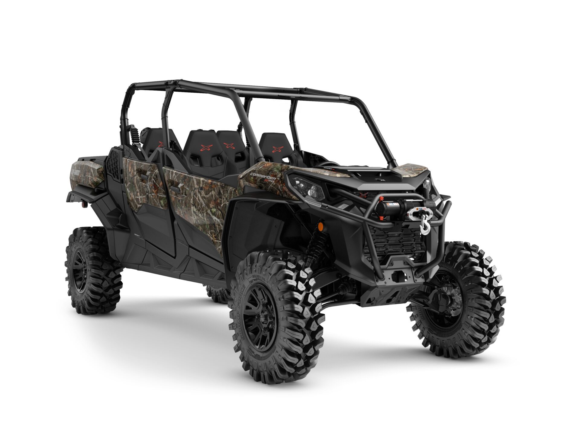 Commander MAX X mr 1000R Model Shown from the front side in Wildland Camo.