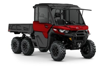 Defender 6x6 Limited HD10 Model Shown from the front side in Fiery Red.