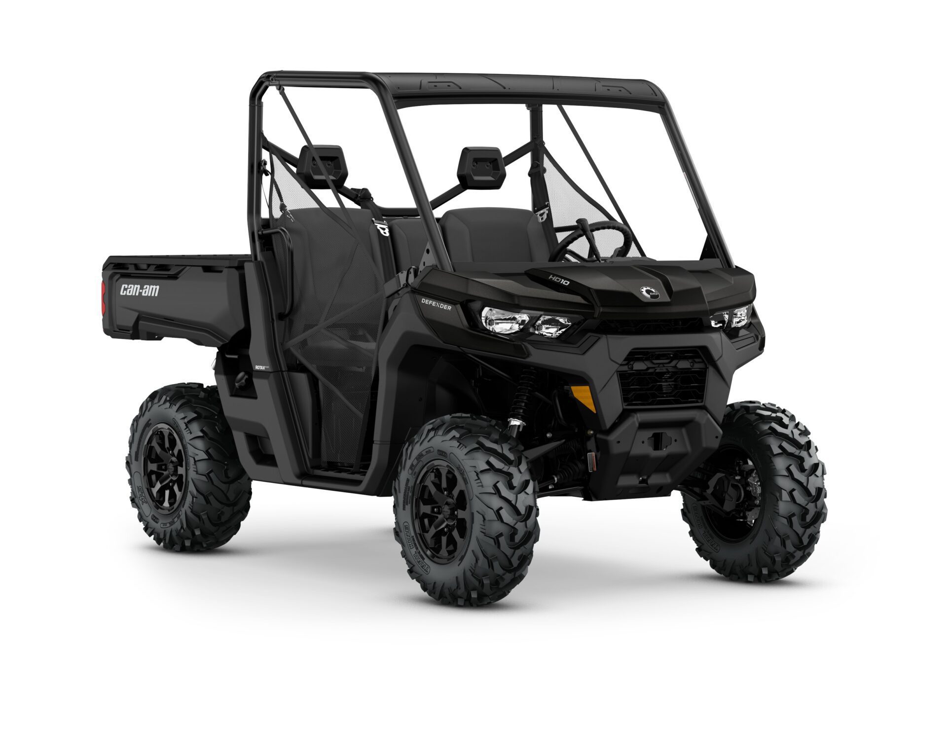 New Can-Am Defender DPS HD10 Model Shown from the front side in Stealth Black.