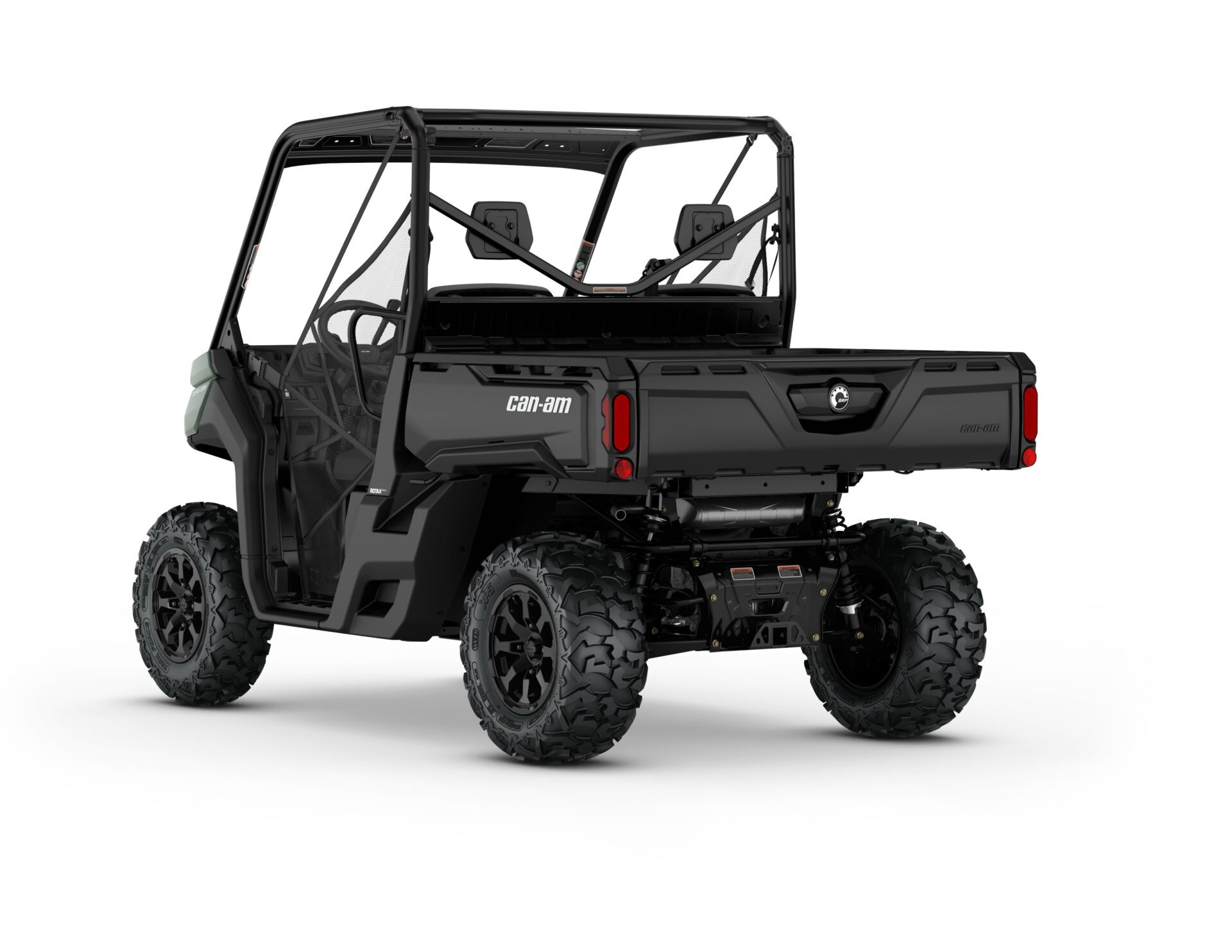 New Can-Am Defender DPS HD7 Model Shown from the rear side in Compass Green.