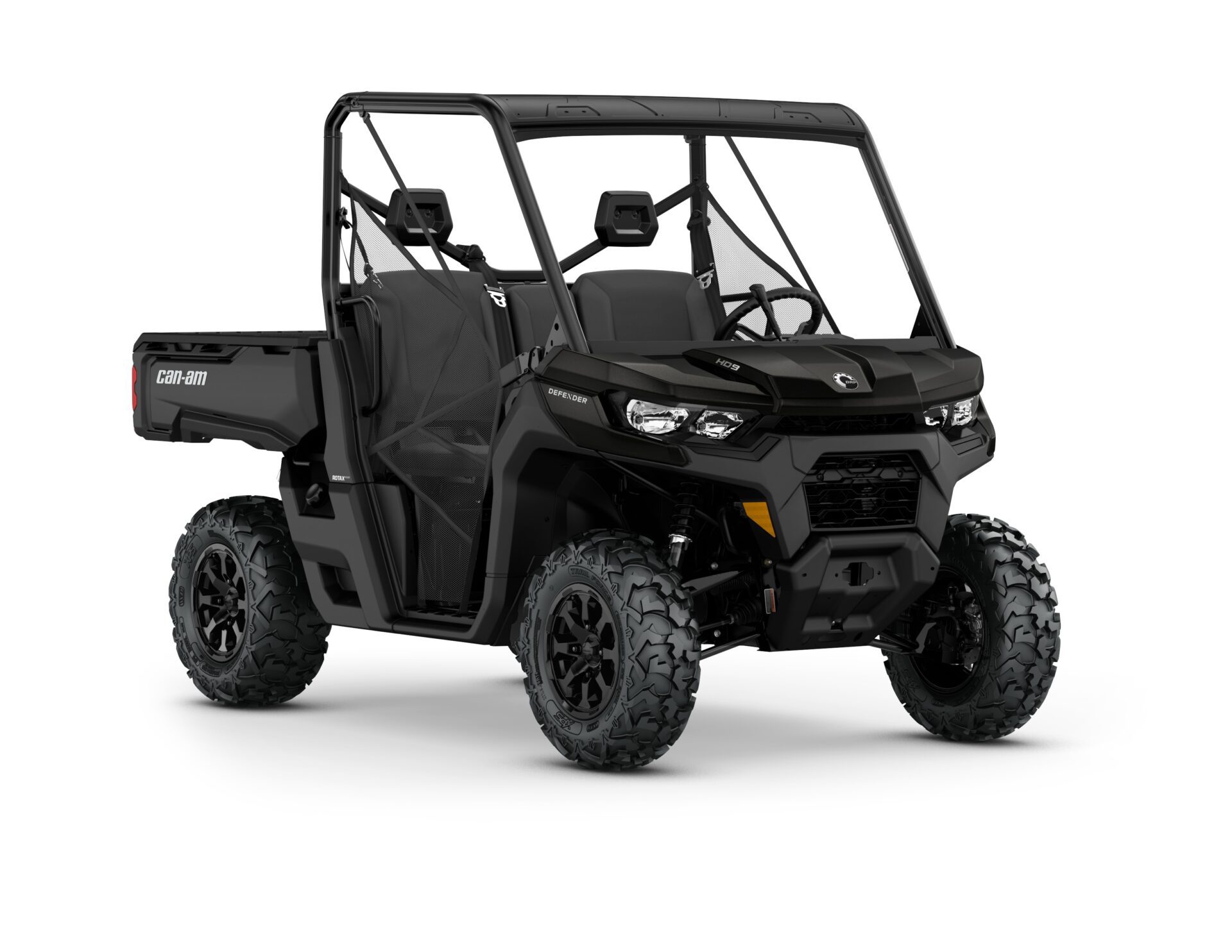 New Can-Am Defender DPS HD9 Model Shown from the front side in Stealth Black.