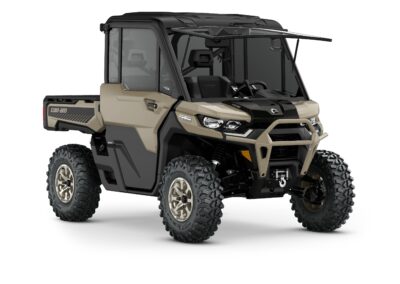 Defender Limited HD10 Model Shown from the front side in Desert Tan and Stealth Black.