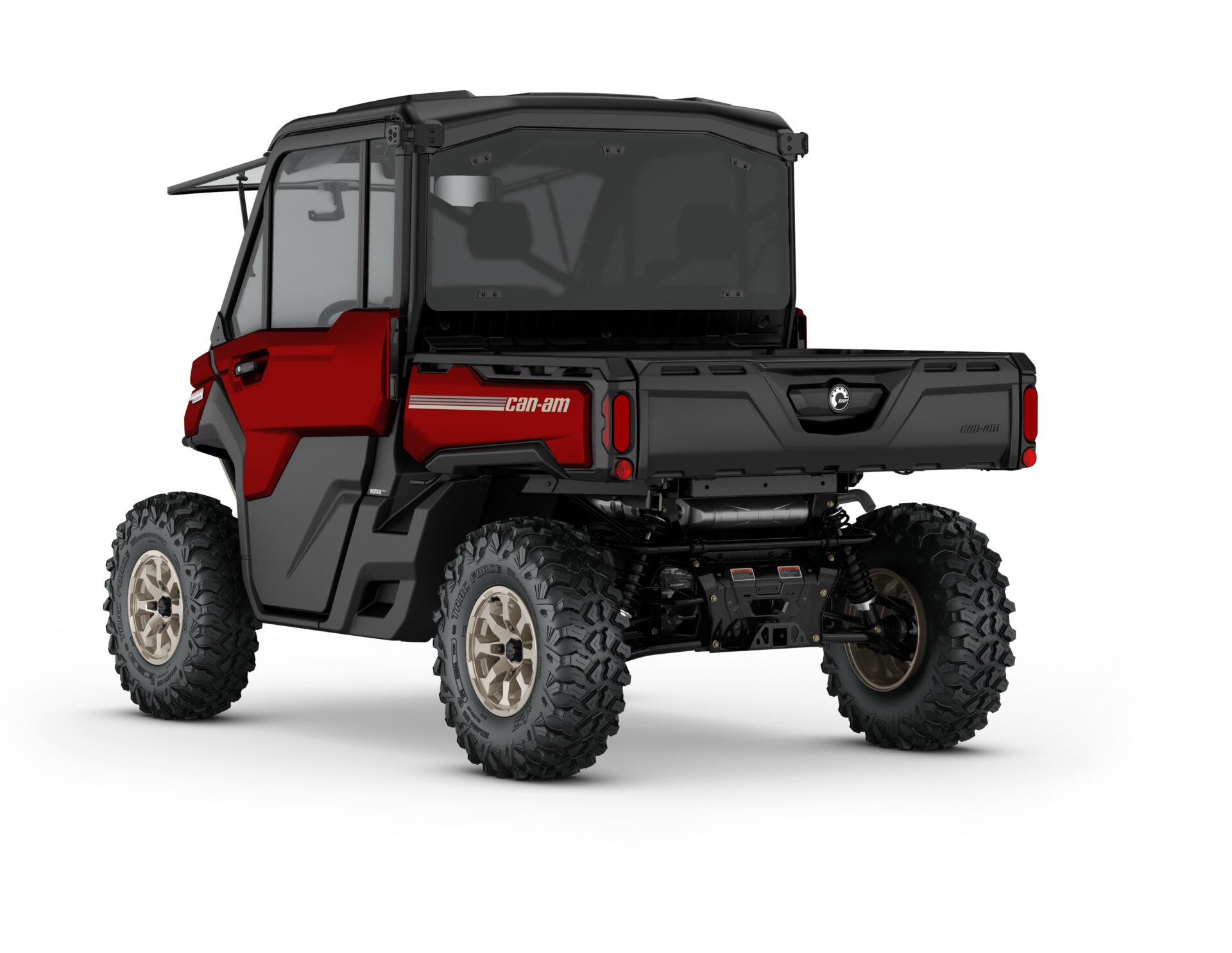 Defender Limited HD10 Model Shown from the back side in Fiery Red.