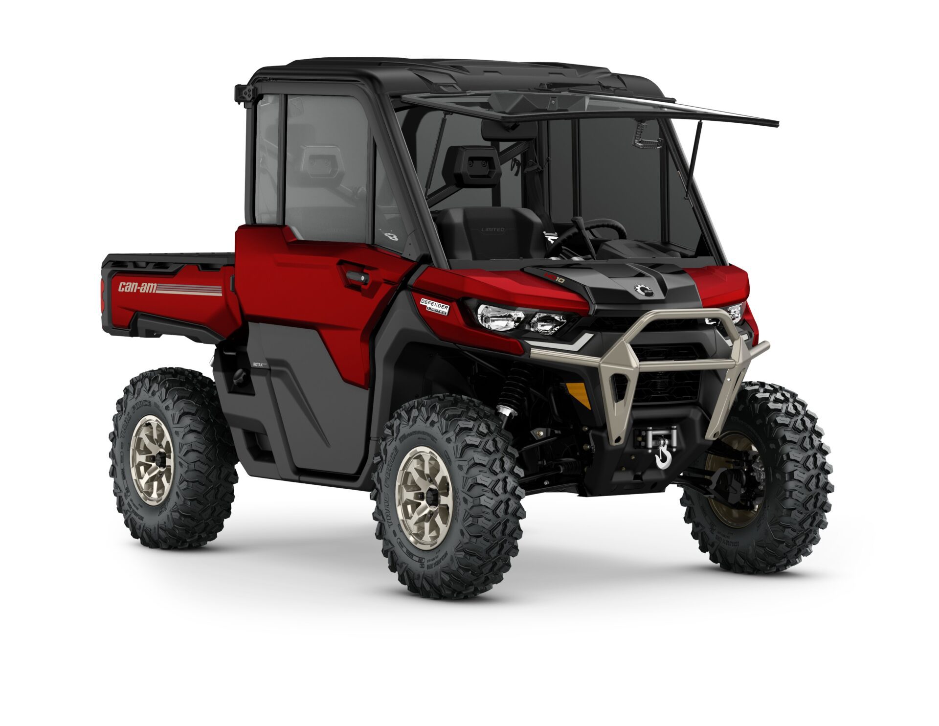 Defender Limited HD10 Model Shown from the front side in Fiery Red.