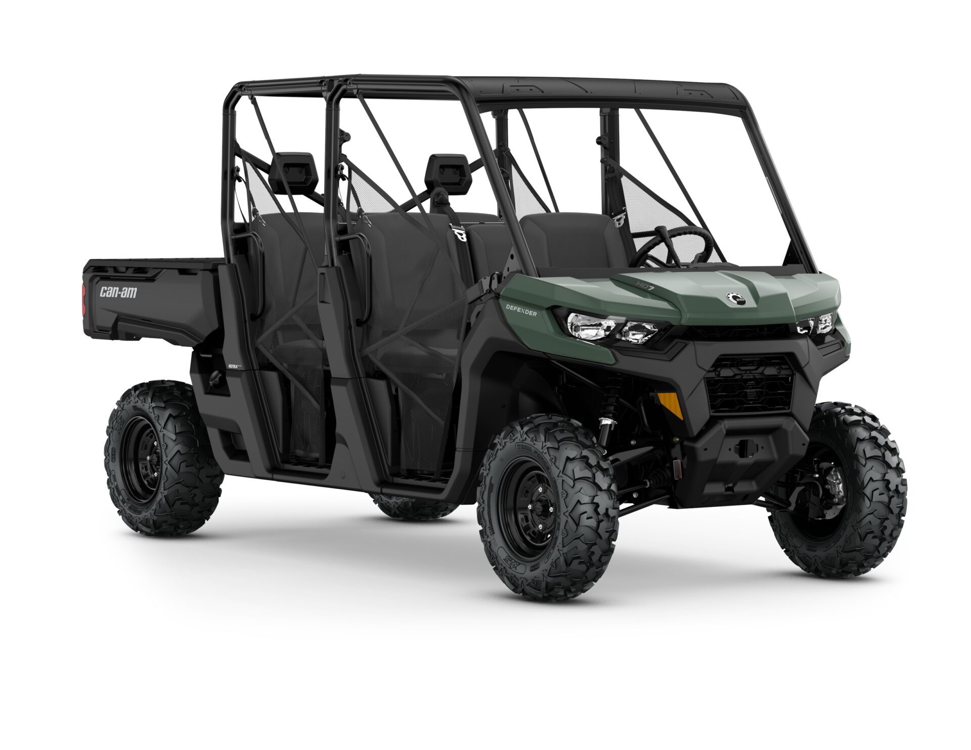 Defender MAX HD7 Model Shown from the front side in Compass Green.