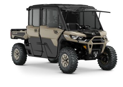 Defender MAX Limited HD10 Model Shown from the front side in Desert Tan & Timeless Black.