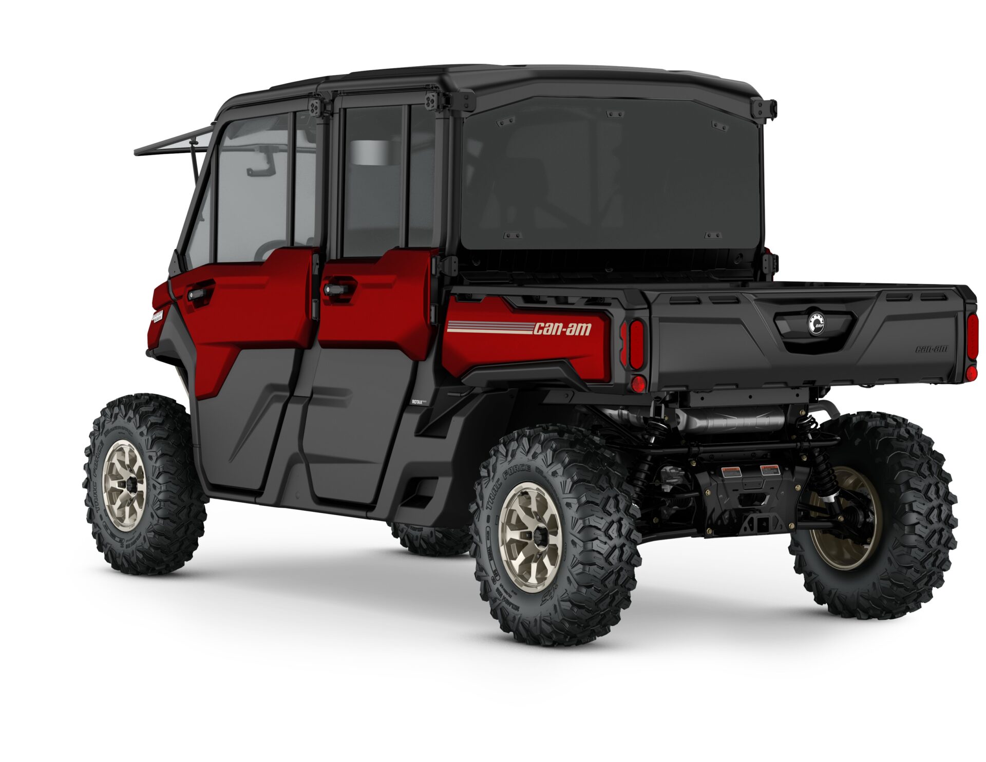 Defender MAX Limited HD10 Model Shown from the back side in Fiery Red.