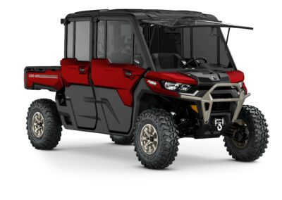 Defender MAX Limited HD10 Model Shown from the front side in Fiery Red.