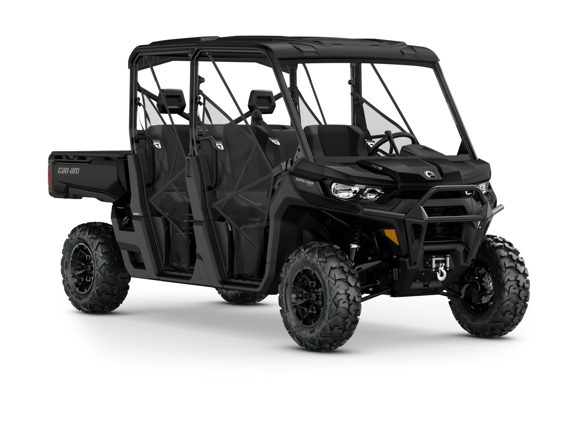 Defender MAX XT HD9 Model Shown from the front side in Stealth Black.