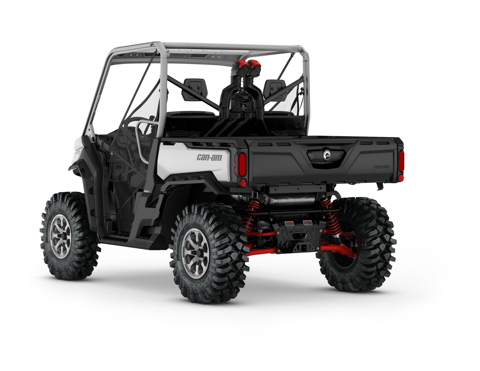 Defender X mr HD10 Model Shown from the back side in Hyper Silver and Legion Red.