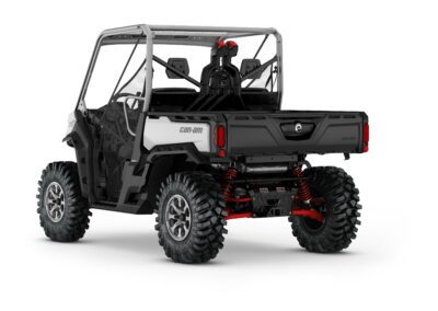 Defender X mr HD10 Model Shown from the back side in Hyper Silver and Legion Red.