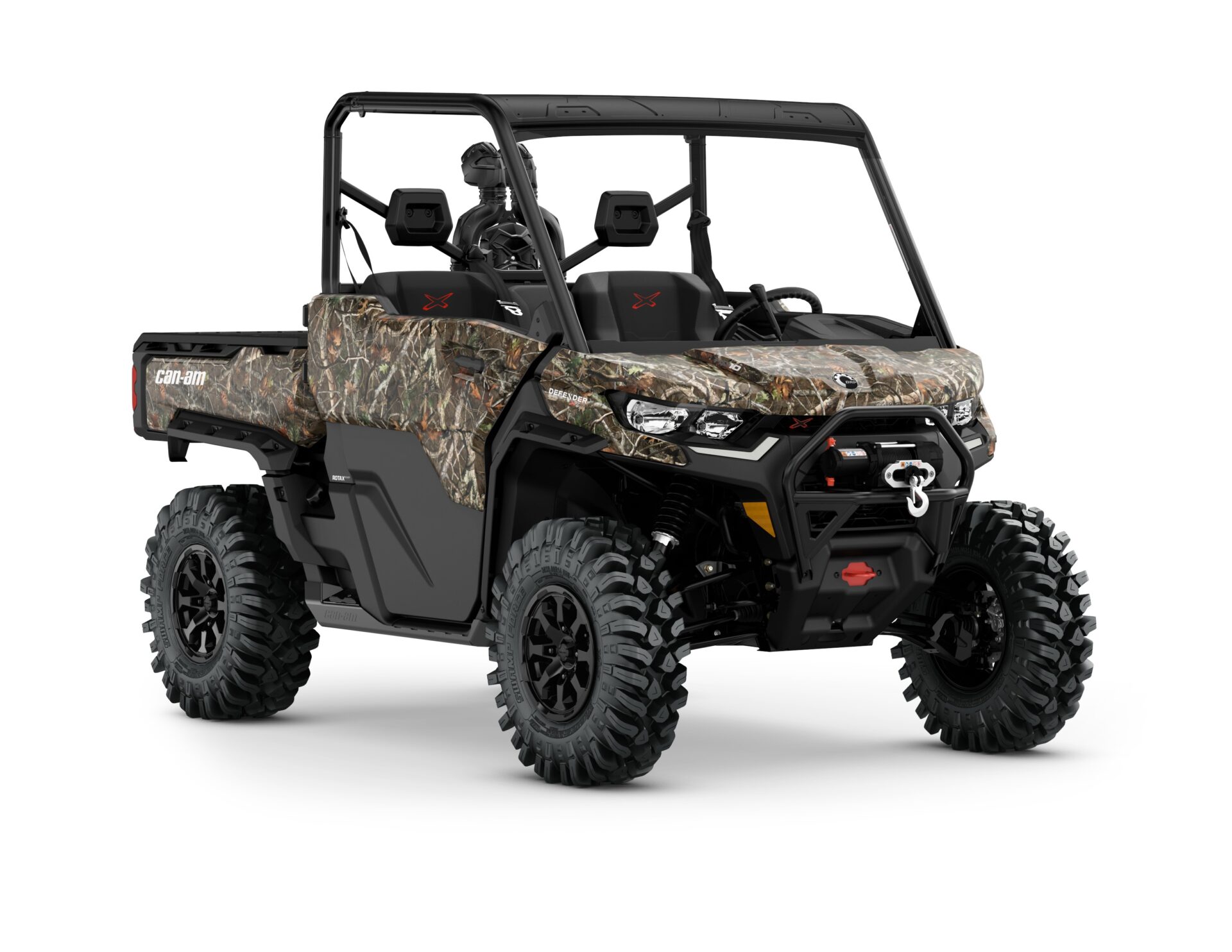 Defender X mr HD10 Model with Doors Shown from the front side in Wildland Camo.