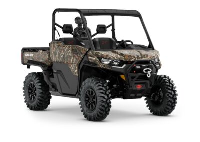 Defender X mr HD10 Model with Doors Shown from the front side in Wildland Camo.