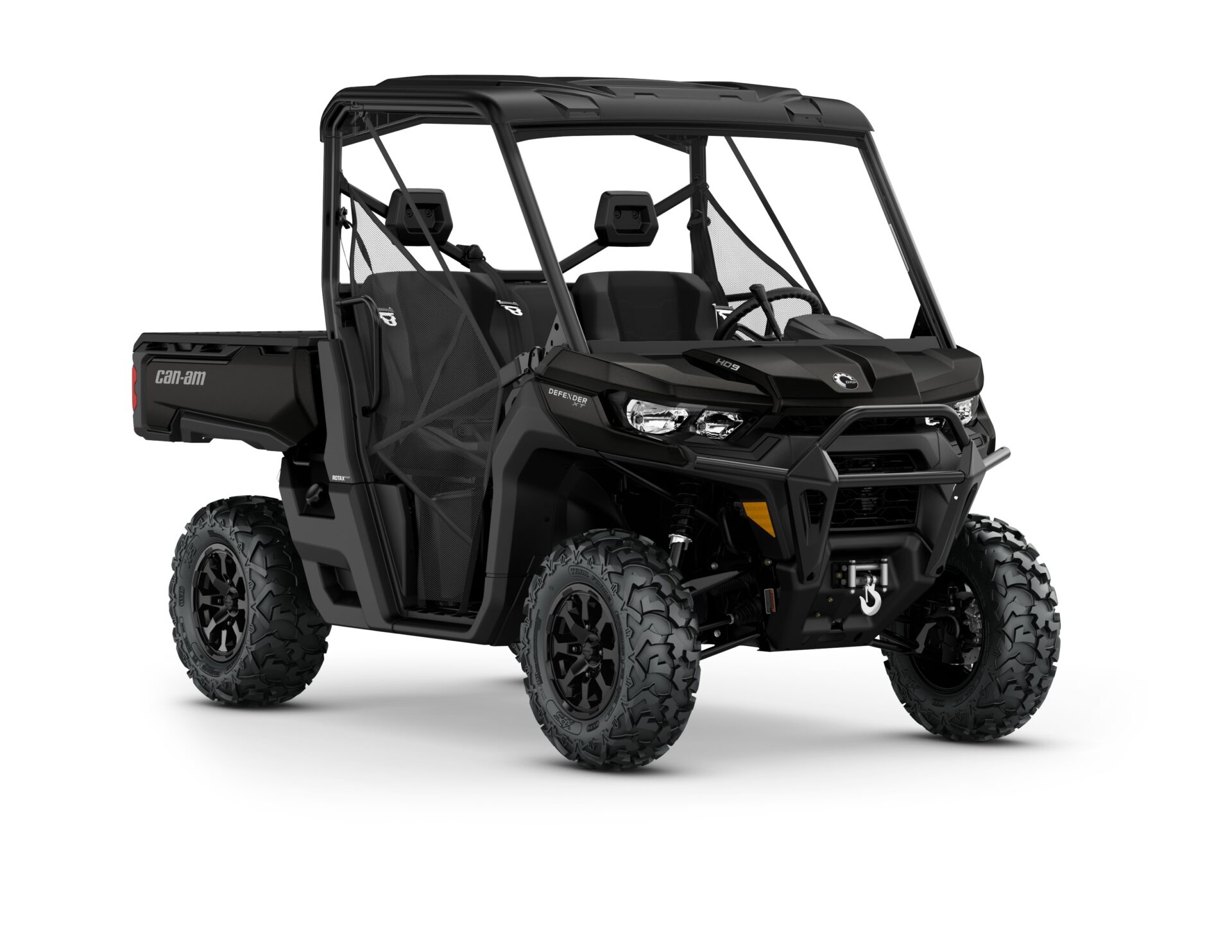 Defender XT HD9 Model Shown from the front side in Stealth Black.