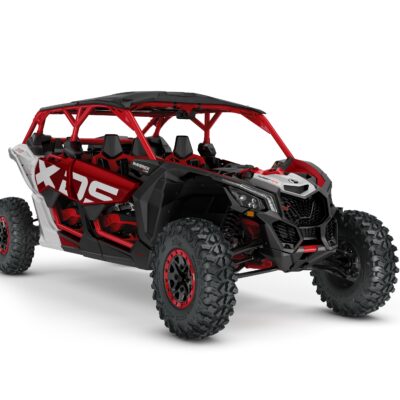 New 2025 Can-Am Maverick X3 MAX X DS Turbo RR Front in Fiery Red and Hyper Silver