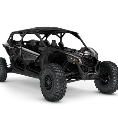 Maverick X3 MAX X RS Turbo RR Model with Smart-Shox Shown from the front side in Triple Black.